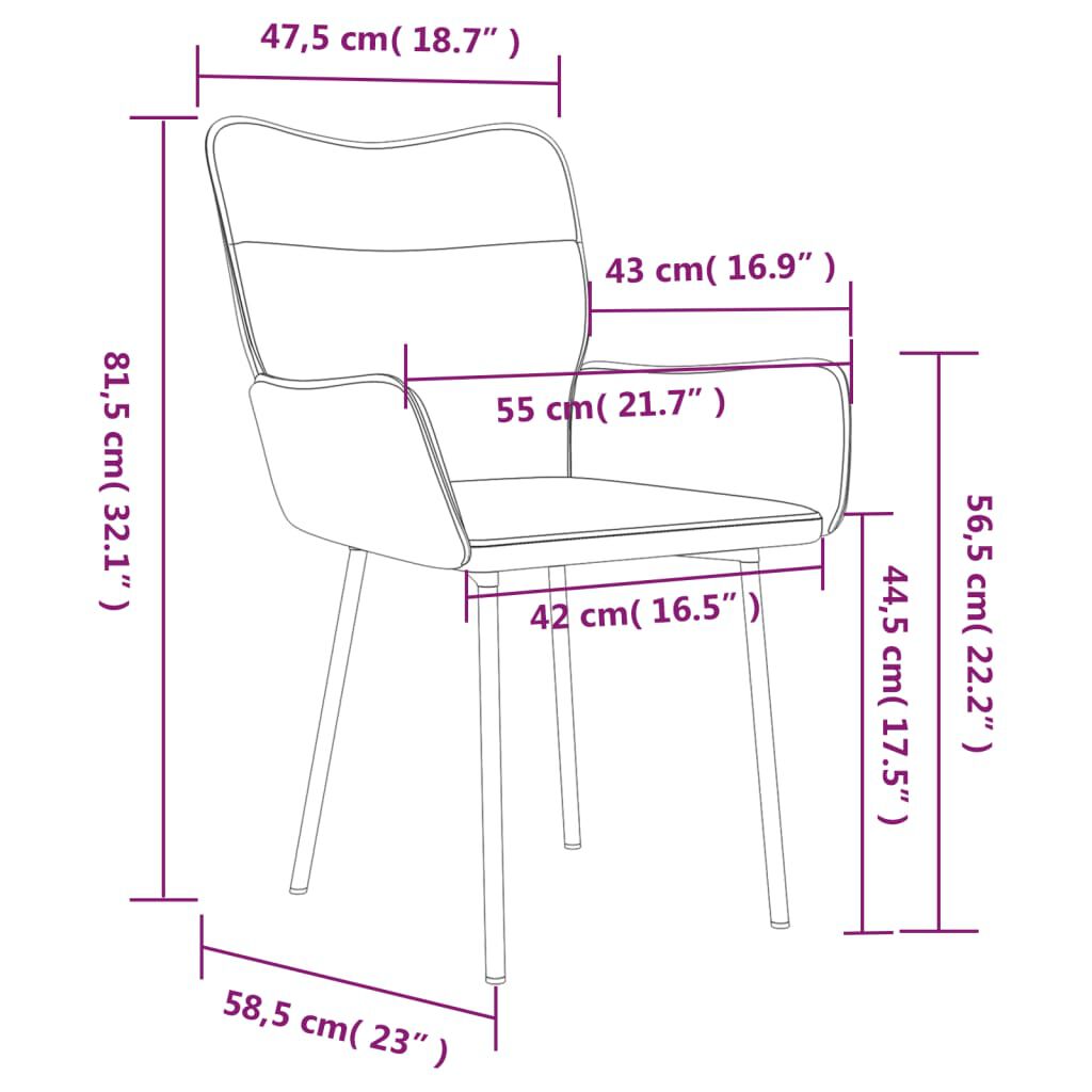 vidaXL Dining Chairs 2 pcs Cream Velvet