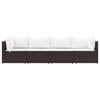 vidaXL 4 Piece Garden Lounge Set with Cushions Brown Poly Rattan