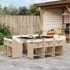 vidaXL 11 Piece Garden Dining Set with Cushions Beige Poly Rattan