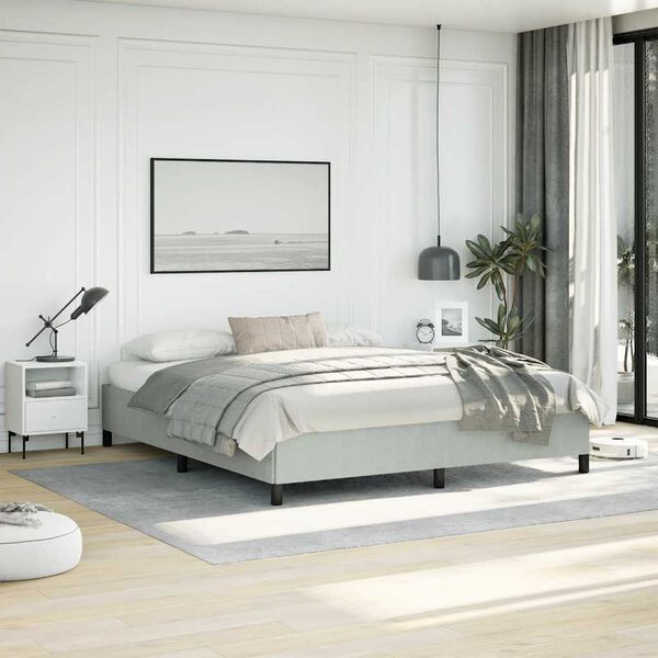 vidaXL Bed Frame without Mattress Light Grey California King Velvet