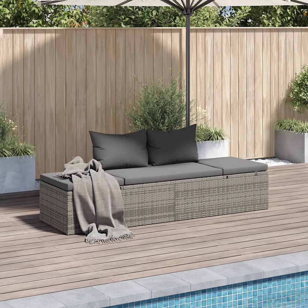 vidaXL Garden Bed Grey 195x60 cm Poly Rattan