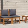 vidaXL Sectional Middle Sofa with Dark Grey Cushion Solid Acacia Wood