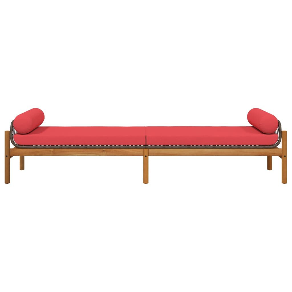 vidaXL Garden Bench with Cushion Brown Poly Rattan Acacia