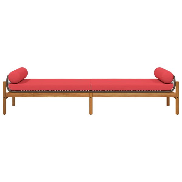 vidaXL Garden Bench with Cushion Brown Poly Rattan Acacia