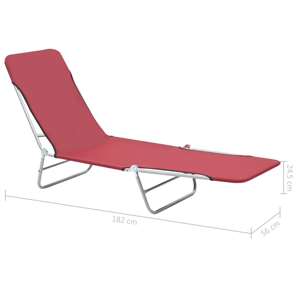 vidaXL Folding Sun Loungers 2 pcs Steel and Fabric Red