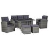 vidaXL 6 Piece Garden Lounge Set with Cushions Poly Rattan Grey