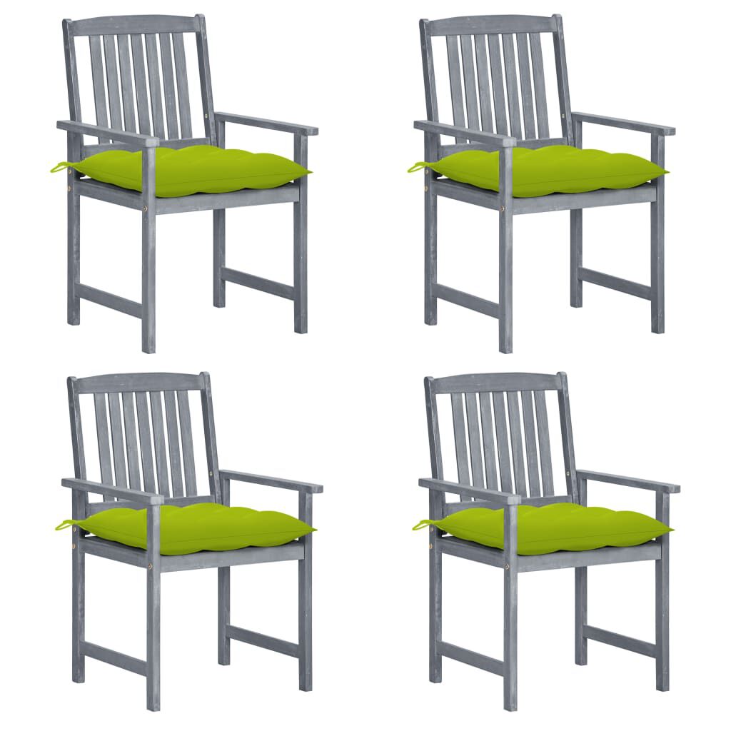 vidaXL Garden Chairs with Cushions 4 pcs Grey Solid Acacia Wood