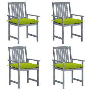 vidaXL Garden Chairs with Cushions 4 pcs Grey Solid Acacia Wood