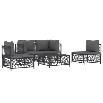 vidaXL 5 Piece Garden Lounge Set with Cushions Anthracite Steel