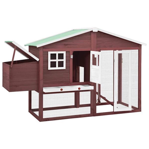 vidaXL Chicken Coop with Nest Box Mocha and White Solid Fir Wood