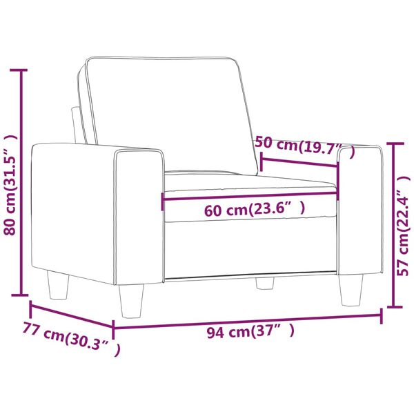 vidaXL Sofa Chair Light Grey 60 cm Microfibre Fabric