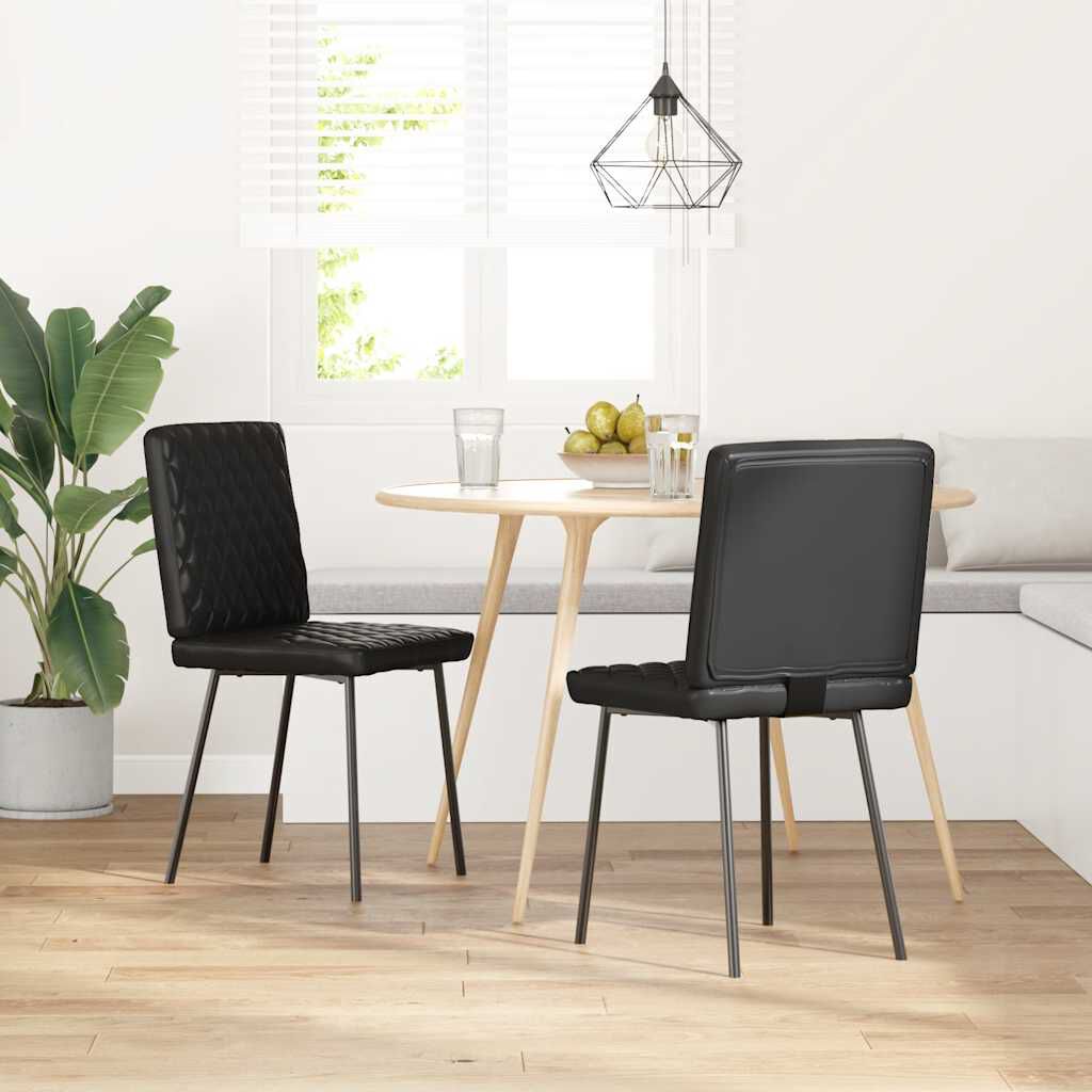 vidaXL Dining Chairs 2 pcs Black Faux Leather