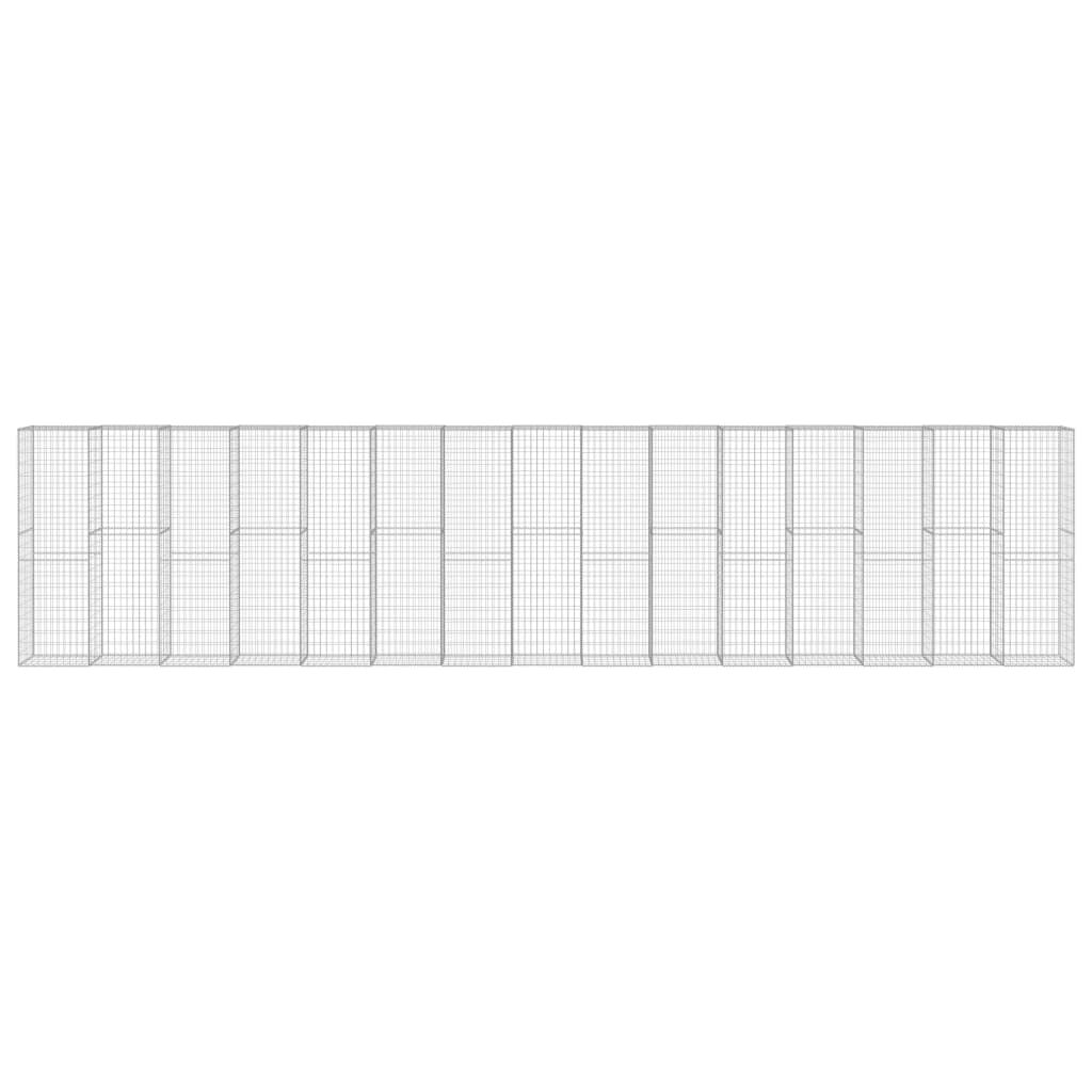 vidaXL Gabion Wall with Covers Galvanised Steel 900x50x200 cm