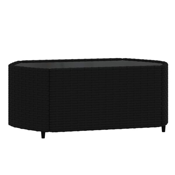 vidaXL 4 Piece Garden Lounge Set with Cushions Black Poly Rattan