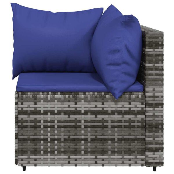 vidaXL Garden Corner Sofas with Cushions 2 pcs Grey Poly Rattan