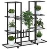 vidaXL Flower Stand with Wheels 94.5x24.5x91.5 cm Black Iron