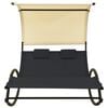 vidaXL Double Sun Lounger with Canopy Textilene Black and Cream