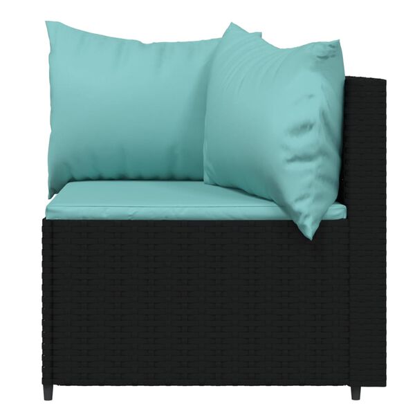 vidaXL 4 Piece Garden Lounge Set with Cushions Black Poly Rattan