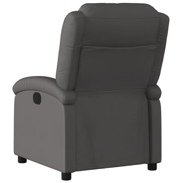 vidaXL Recliner Chair Grey Real Leather