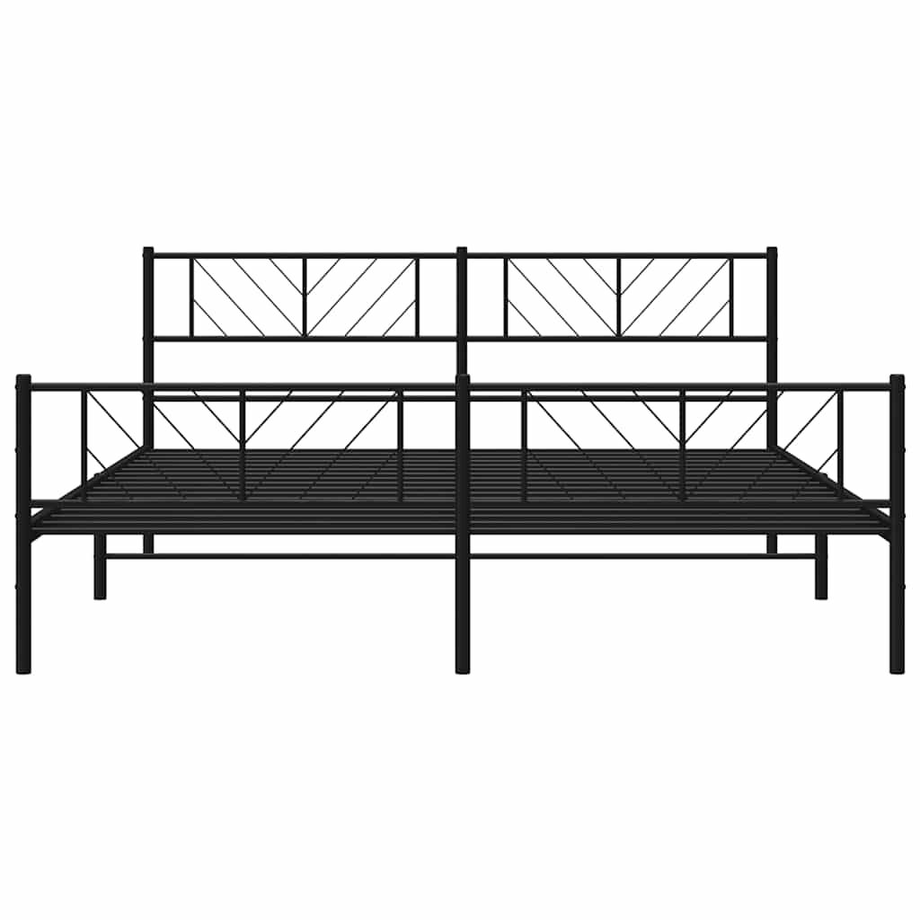 vidaXL Metal Bed Frame without Mattress with Footboard Black 183x213cm