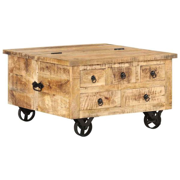 vidaXL Coffee Table Rough Mango Wood 70x70x40 cm