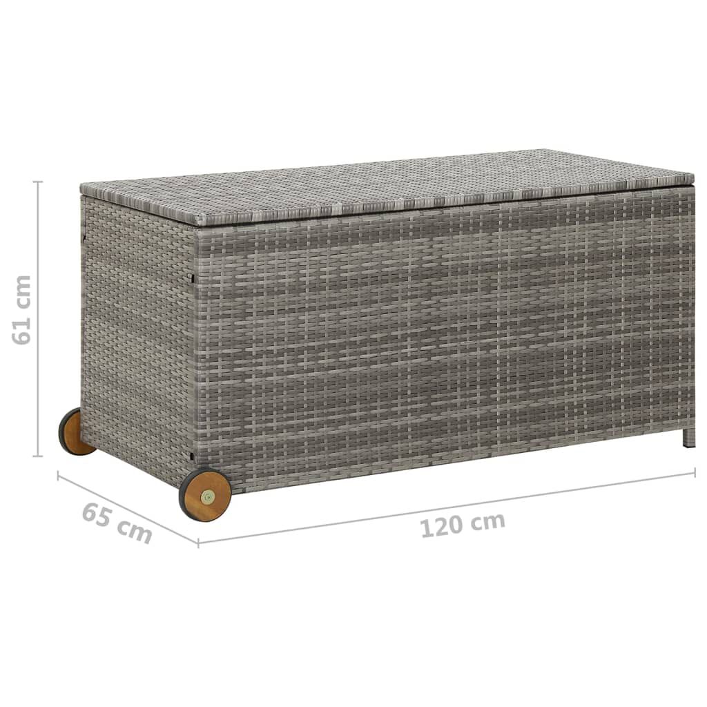 vidaXL Garden Storage Box Light Grey 120x65x61 cm Poly Rattan