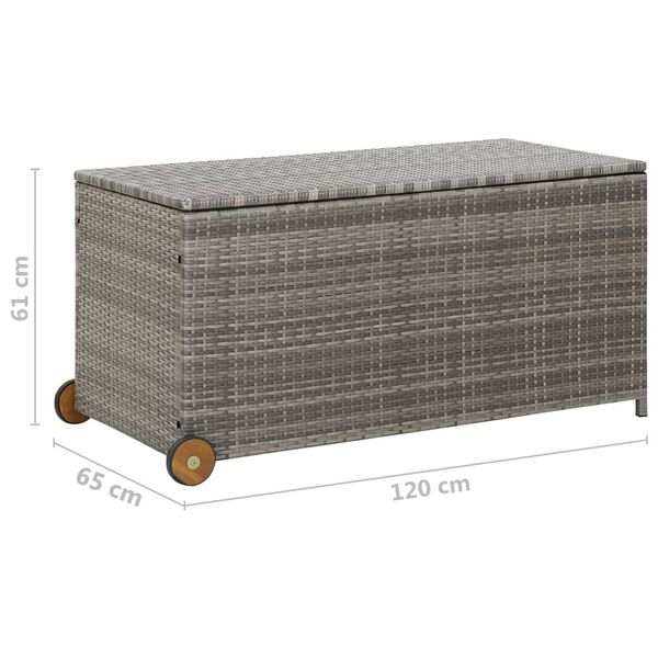 vidaXL Garden Storage Box Light Grey 120x65x61 cm Poly Rattan