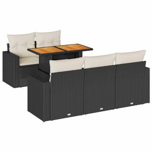 vidaXL 6 Piece Garden Sofa Set with Cushions Black Poly Rattan