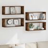 vidaXL Wall Cube Shelves 4 pcs Smoked Oak 60x15x23 cm Engineered Wood