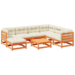 vidaXL 8 Piece Garden Sofa Set with Cushions Wax Brown Solid Wood Pine