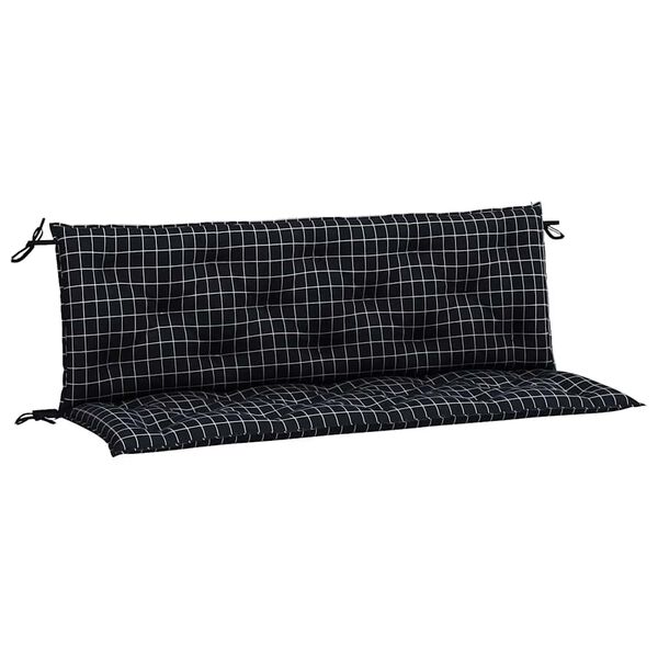 vidaXL Garden Bench Cushions 2 pcs Black Check Pattern 150x50x7 cm Fabric