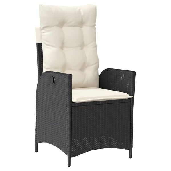 vidaXL 3 Piece Bistro Set with Cushions Black Poly Rattan