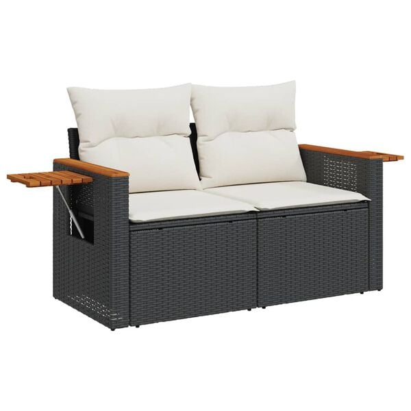 vidaXL 8 Piece Garden Sofa Set with Cushions Black Poly Rattan
