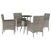vidaXL 5 Piece Garden Bistro Set with Cushions Grey Poly Rattan