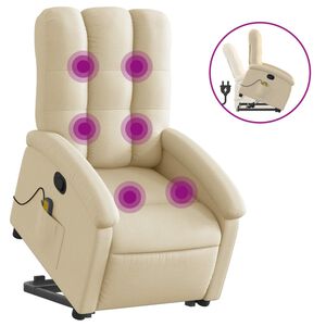 vidaXL Stand up Massage Recliner Chair Cream Fabric