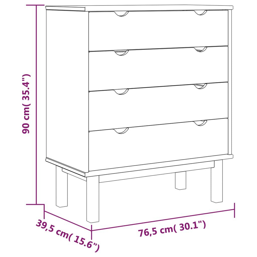 vidaXL Drawer Cabinet OTTA Brown&Grey 76.5x39.5x90cm Solid Wood Pine