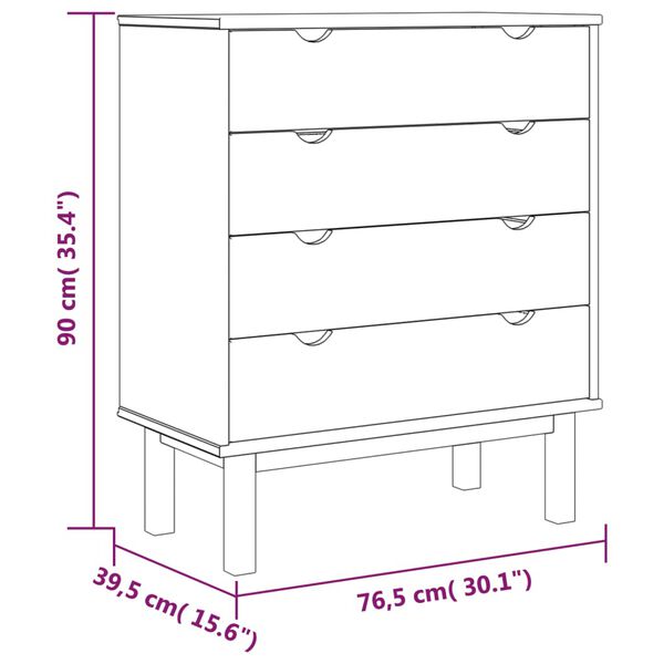 vidaXL Drawer Cabinet OTTA Brown&Grey 76.5x39.5x90cm Solid Wood Pine