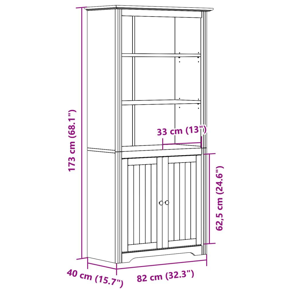 vidaXL Bookcase BODO White 80x40x172 cm Solid Wood Pine