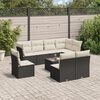 vidaXL 9 Piece Garden Sofa Set with Cushions Black Poly Rattan