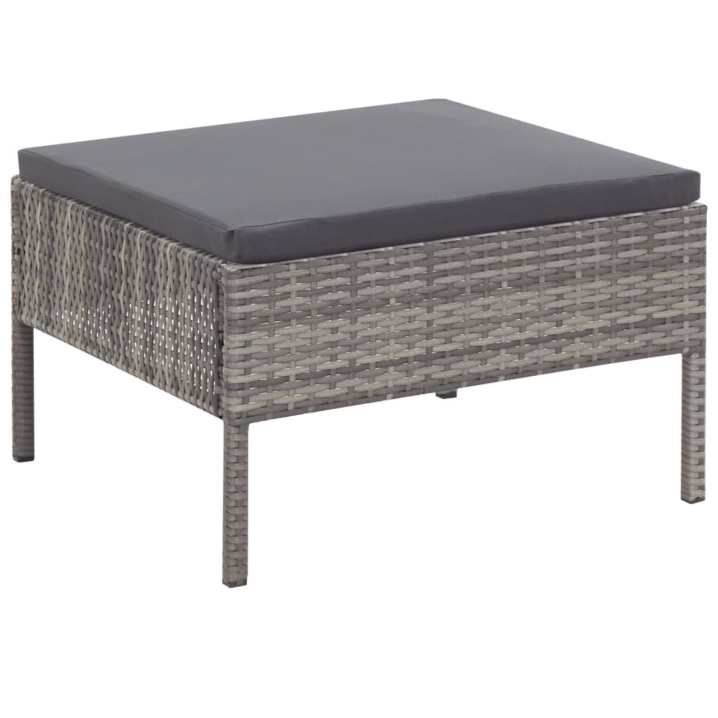 vidaXL 6 Piece Garden Lounge Set with Cushions Poly Rattan Grey