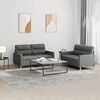 vidaXL 2 Piece Sofa Set with Cushions Dark Grey Fabric