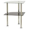 vidaXL 2-Tier Side Table Transparent & Black 38x38x50cm Tempered Glass