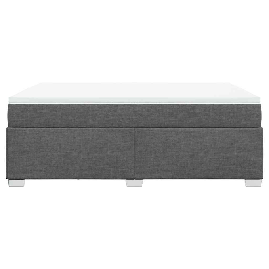 vidaXL Box Spring Bed with Mattress Dark Grey Queen Fabric