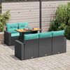 vidaXL 6 Piece Garden Sofa Set with Cushions Black Poly Rattan