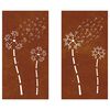 vidaXL Garden Wall Decorations 2pcs 105x55cm Corten Steel Flower Design