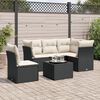 vidaXL 6 Piece Garden Sofa Set with Cushions Black Poly Rattan