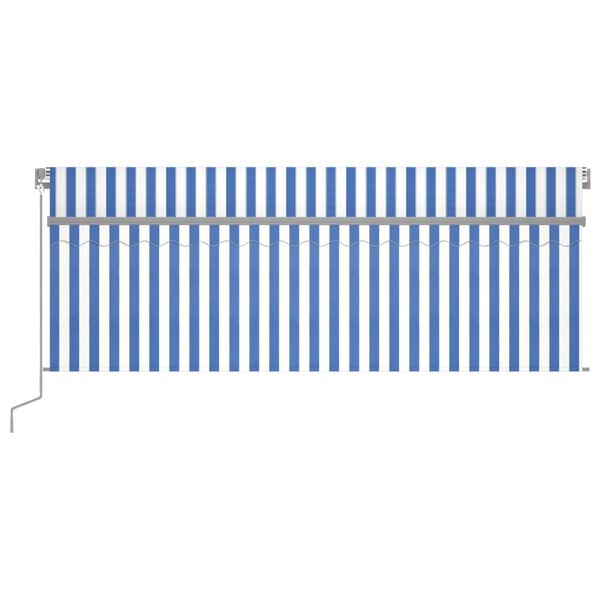 vidaXL Manual Retractable Awning with Blind 4x3m Blue&White