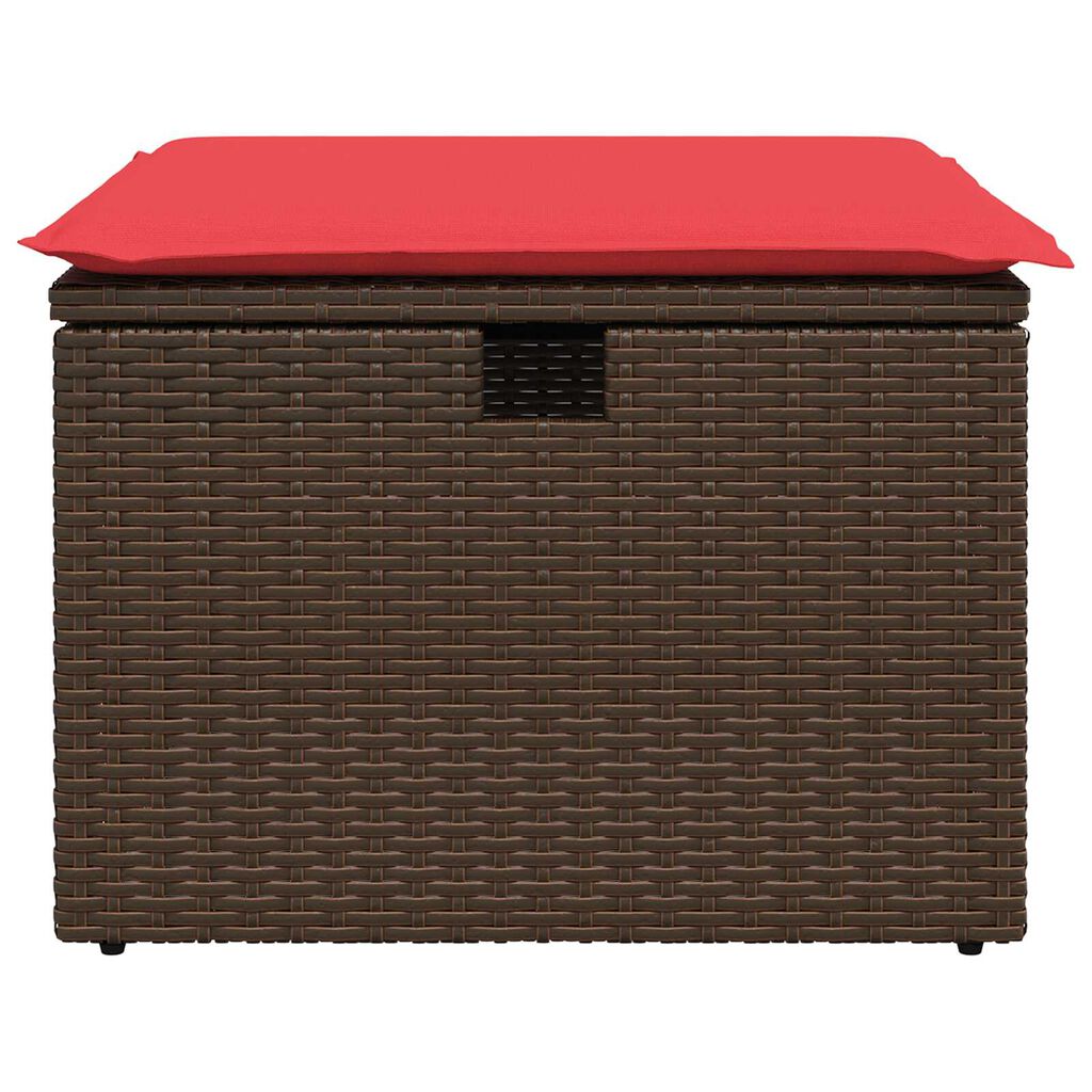 vidaXL Garden Stool with Cushion Brown 55x55x37 cm Poly Rattan