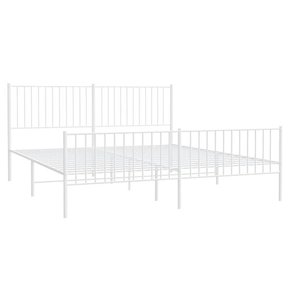 vidaXL Metal Bed Frame without Mattress with Footboard White 183x213cm