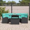 vidaXL Garden Sofa Set with Cushion 7 pcs Black and Turquiose